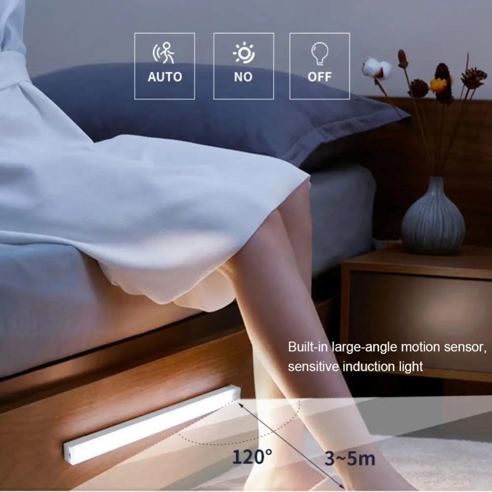 

Rechargeable Motion Sensor Night Light 11/20/30/40CM Wireless USB Wardrobe Lamp For Kitchen Cabinet Bedroom Magnetic LED Light