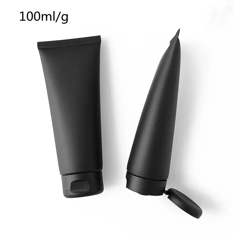 Пустая матовая черная бутылочка 100 мл мягкий тюбик очищающее средство для лица