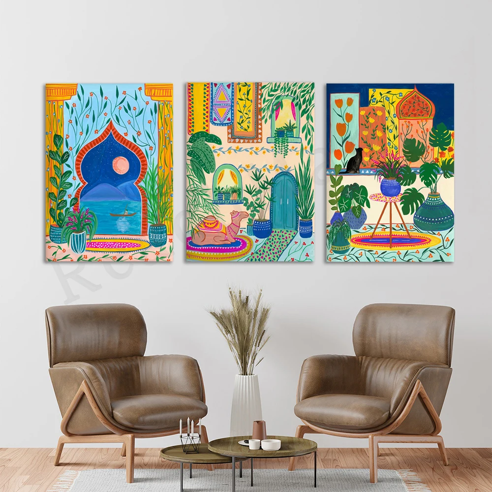 

Дорожные художественные принты, зеленые иллюстрации, марокканские художественные принты, подарок на новоселье, Декор, холст, печатные плак...