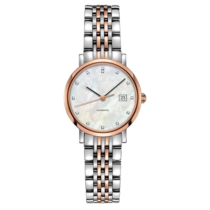 

Часы наручные Boya женские механические, брендовые серебристые, розовые, золотистые, с корпусом и браслетом из нержавеющей стали с сапфировым...