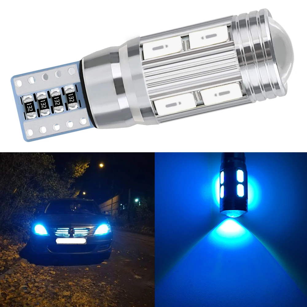 

1pcs T10T W5W 10SMD 5630 Car Brake Bright Bulbs Wedge Turn Signal License Plate Lamp Reverse Light Lamp Turn Signal White Canbus