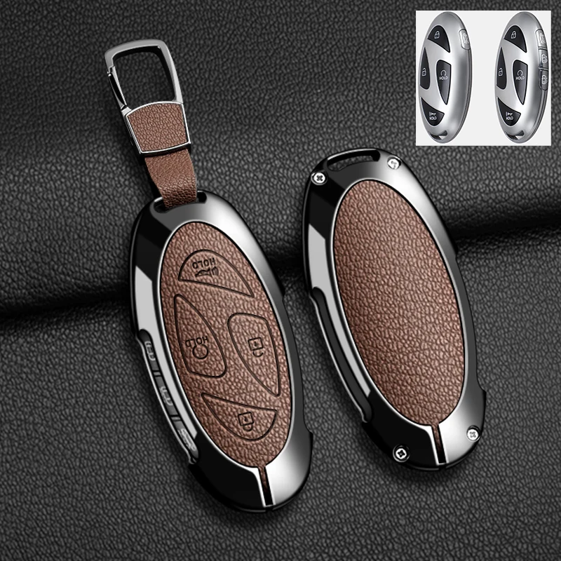 

Кожаный чехол для ключей от автомобиля из сплава, чехол для ключей для Hyundai IONIQ 6, новый Гран-при GN7, для нового Kona SX2, автомобильный защитный брелок, аксессуары