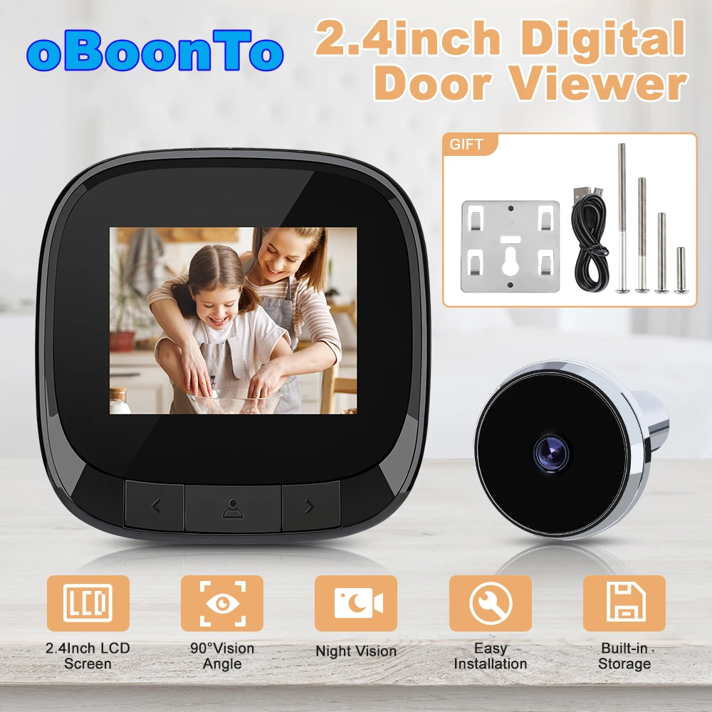 

2.4 Inch Camera Doorbell Digital Peephole Smart Camera HD Home Electronic Peephole Viewer Cat Eye Outdoor Visual Doorbell