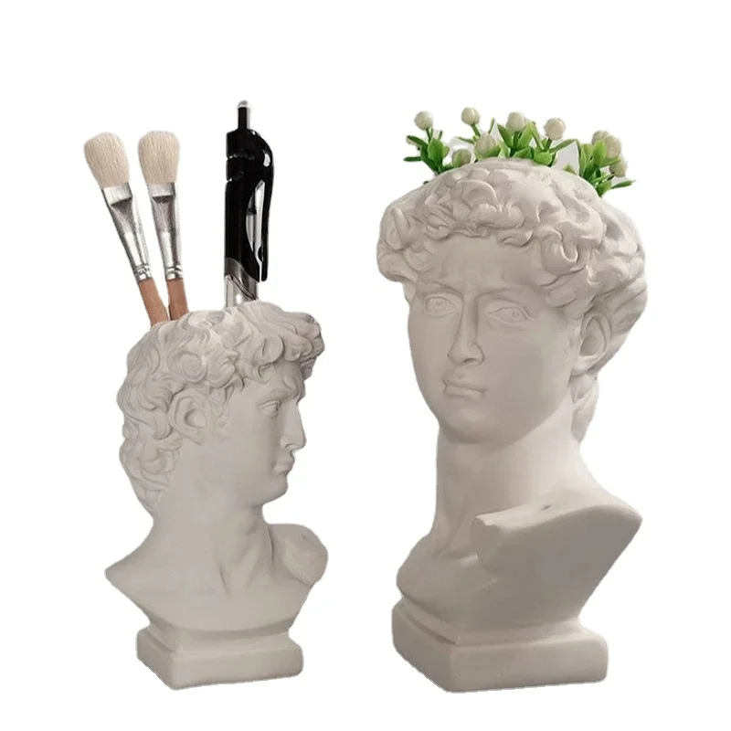 

Nordic David Statue Resin Sculpture Flower Vase Portrait Statue Storage Box Flowerpot Desktop Organizer Home Decor Ornaments
