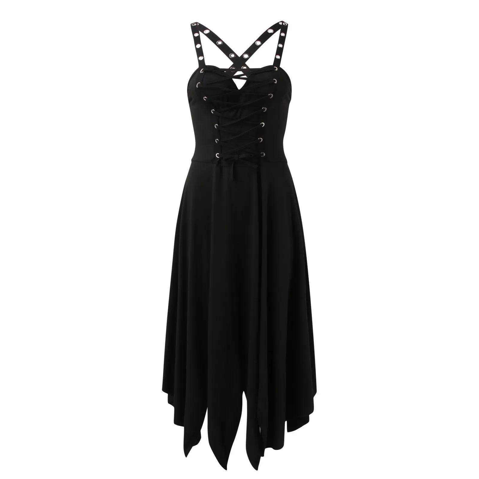 

Women's Halloween Vintage Slip Dress Waist Tie Hem Asymmetrical Cocktail Formal Swing Dress Cute Dresses with Pockets