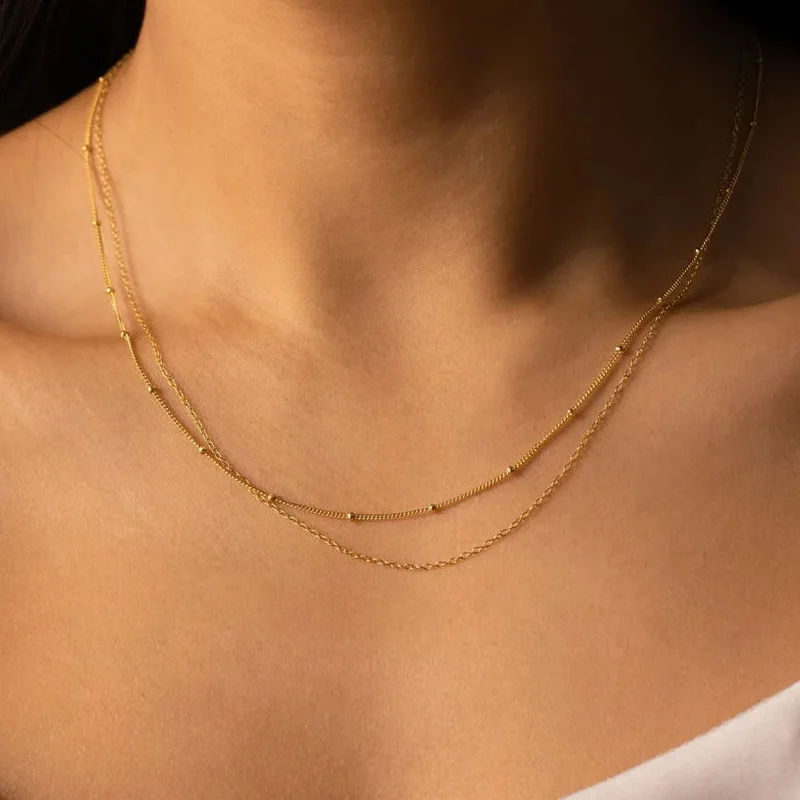 316L цепочка из нержавеющей стали ожерелье для женщин и девочек сложенное тонкое