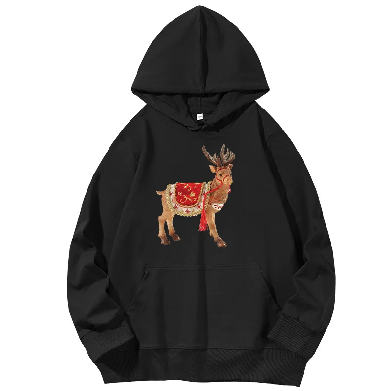 Santa's Reindeer fashion graphic Hooded sweatshirts hoodies women cotton Spring Autumn christmas sweatshirt woman clothing