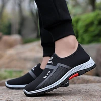 summer new men sneakers fashion breathable slip on casual walking shoes black mesh lightweight plus size sports running shoes