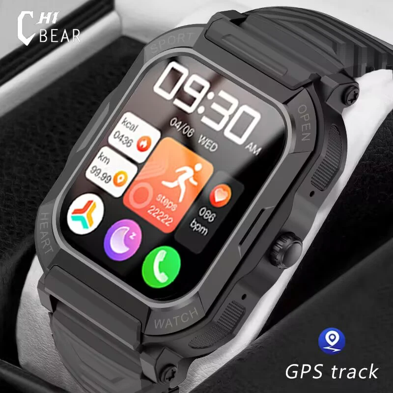 

Смарт-часы ChiBear мужские водонепроницаемые, 1,85 дюйма, GPS, Bluetooth