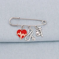 hot sale new 2022 fashion peripheral doctor nurse stethoscope syringe heartbeat brooch clothes denim pendant pin accessories