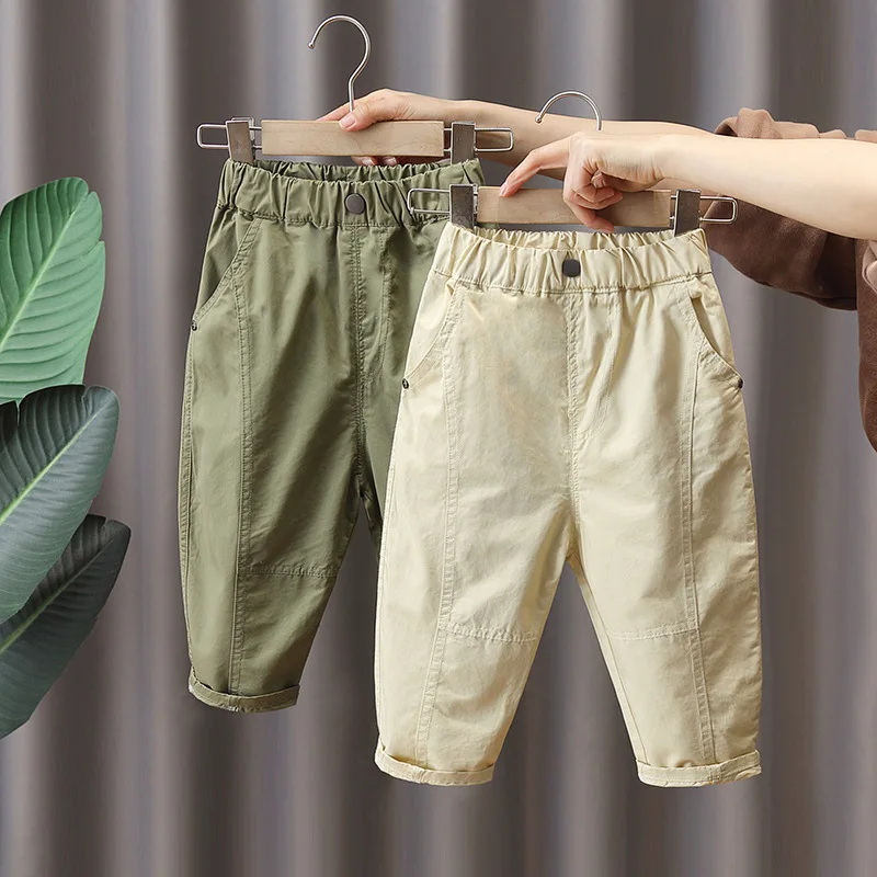 

Spring Autumn Toddler Kids Baby Boy Girl Cotton Pants Solid Soft Loose Long Trousers Casual Boys Pants 2-7Years