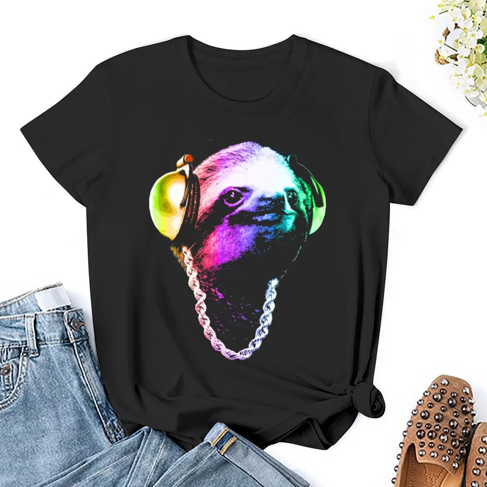 Ленивец (Радужный Стиль B-Boy) футболки топы милые Женская одежда искусственные