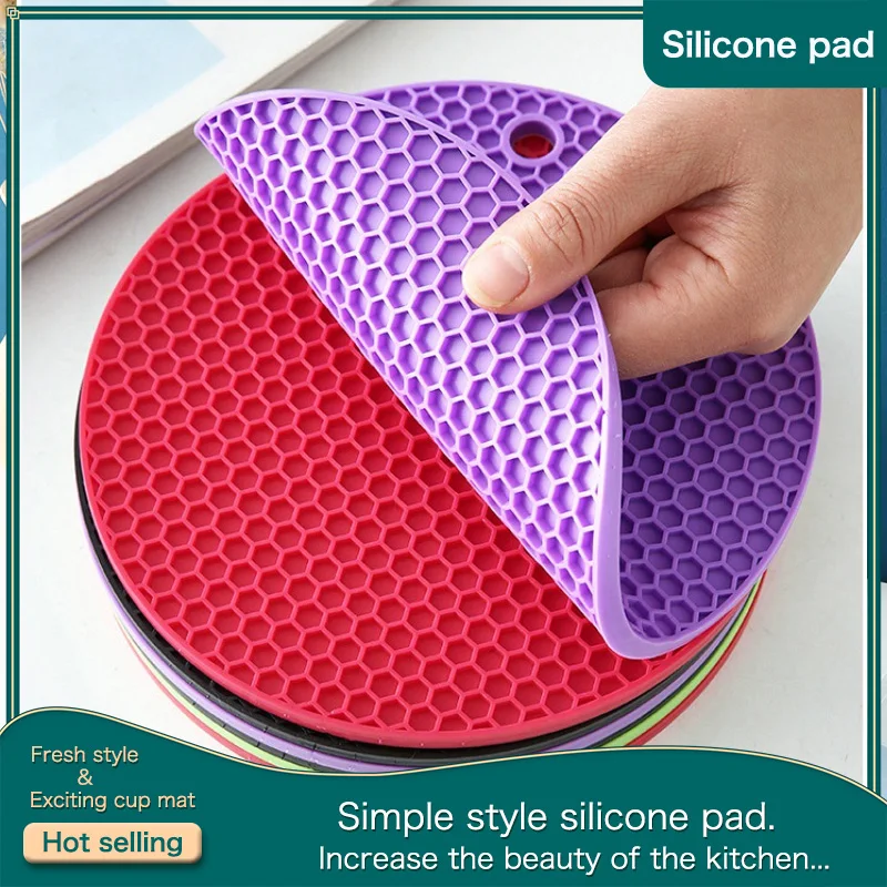 

Silicone Mat Coaster Food Grade Material Placemat Non-slip Table Mat Kitchen Accessories Gadgets Round Cup Mat Table Pads