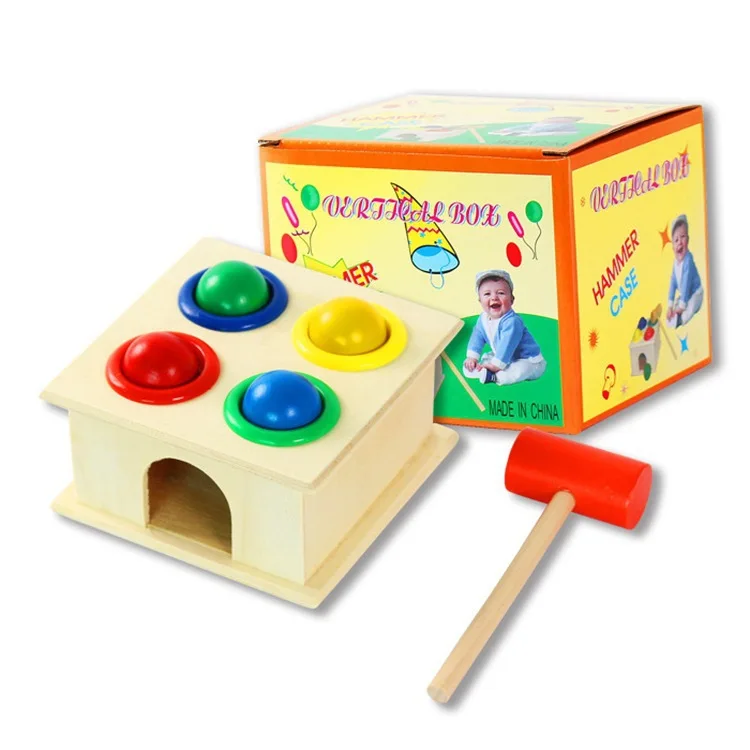 

Montessori Toys For Children Wooden Hammering Ball Game Educational Pounding Toy Learning Colors Counting For Kids 2-6 Years Old