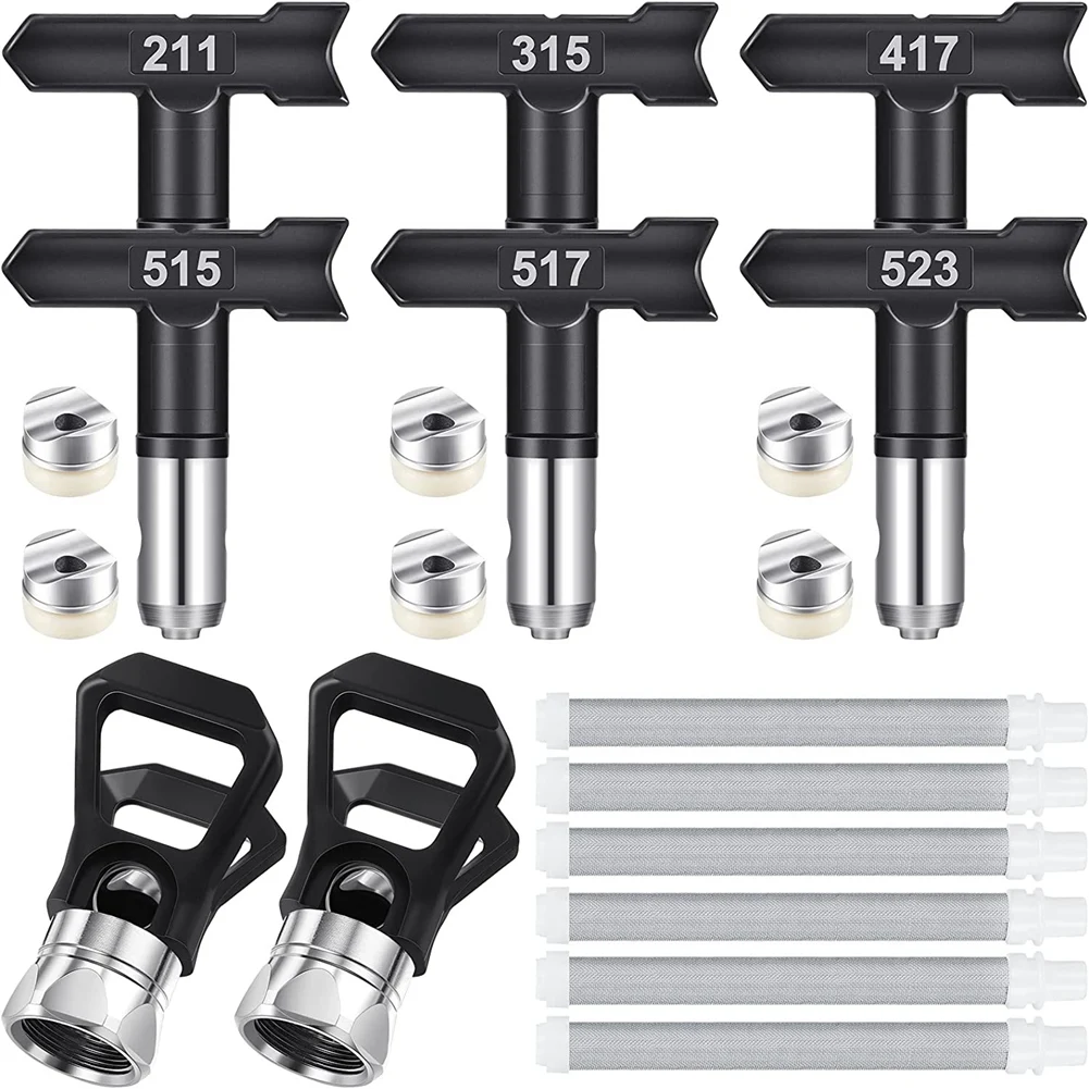 

Насадки для распылителя краски безвоздушные, комплект из 14 насадок для распылителя краски