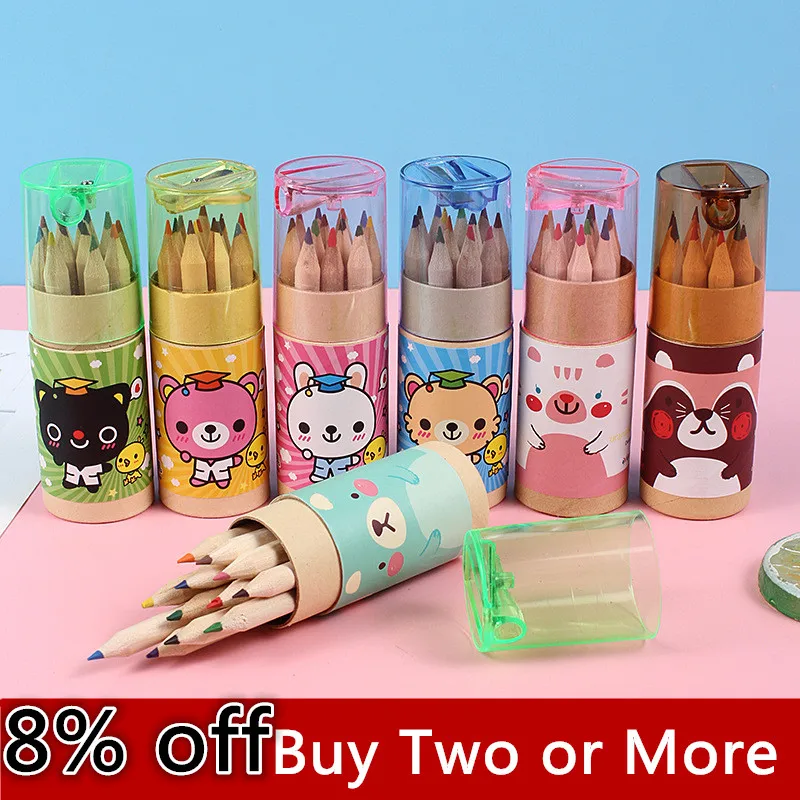 

12 Color Kids Pencil Cute Japanese Korean Stationery Drawing Art Colored Pencils for School Supplies Cheap Pencil Pens Wholesale