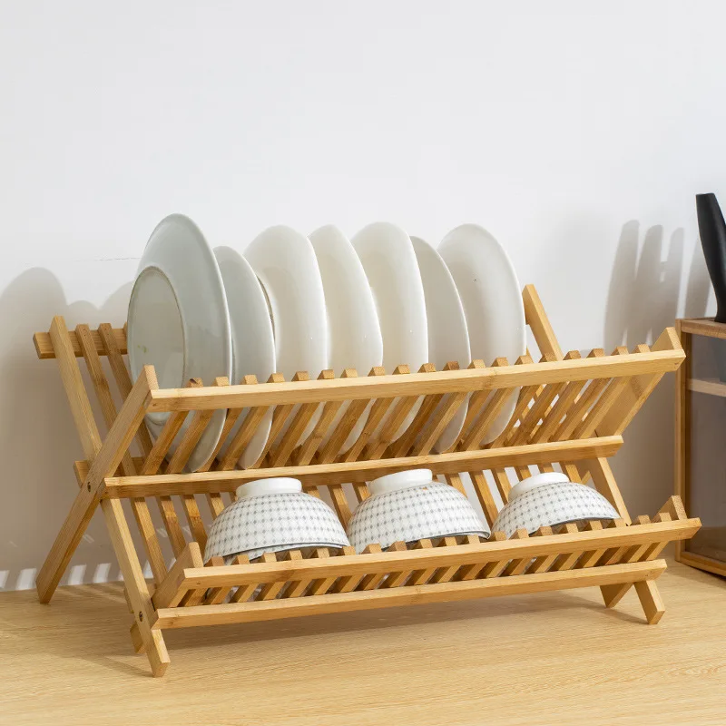 

Aoliviya Sh New Bamboo Draining Rack Kitchen Double-Layer Plate Storage Rack Bowl Rack Drying Rack Bamboo Ventilation Storage Ra