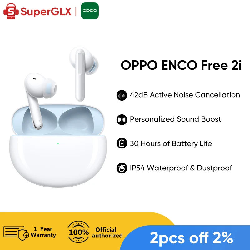 OPPO ENCO Free 2i 2 i TWS беспроводные наушники ANC True Wireless Bluetooth 5 для RENO lite 6 7 Pro A74 A54 |