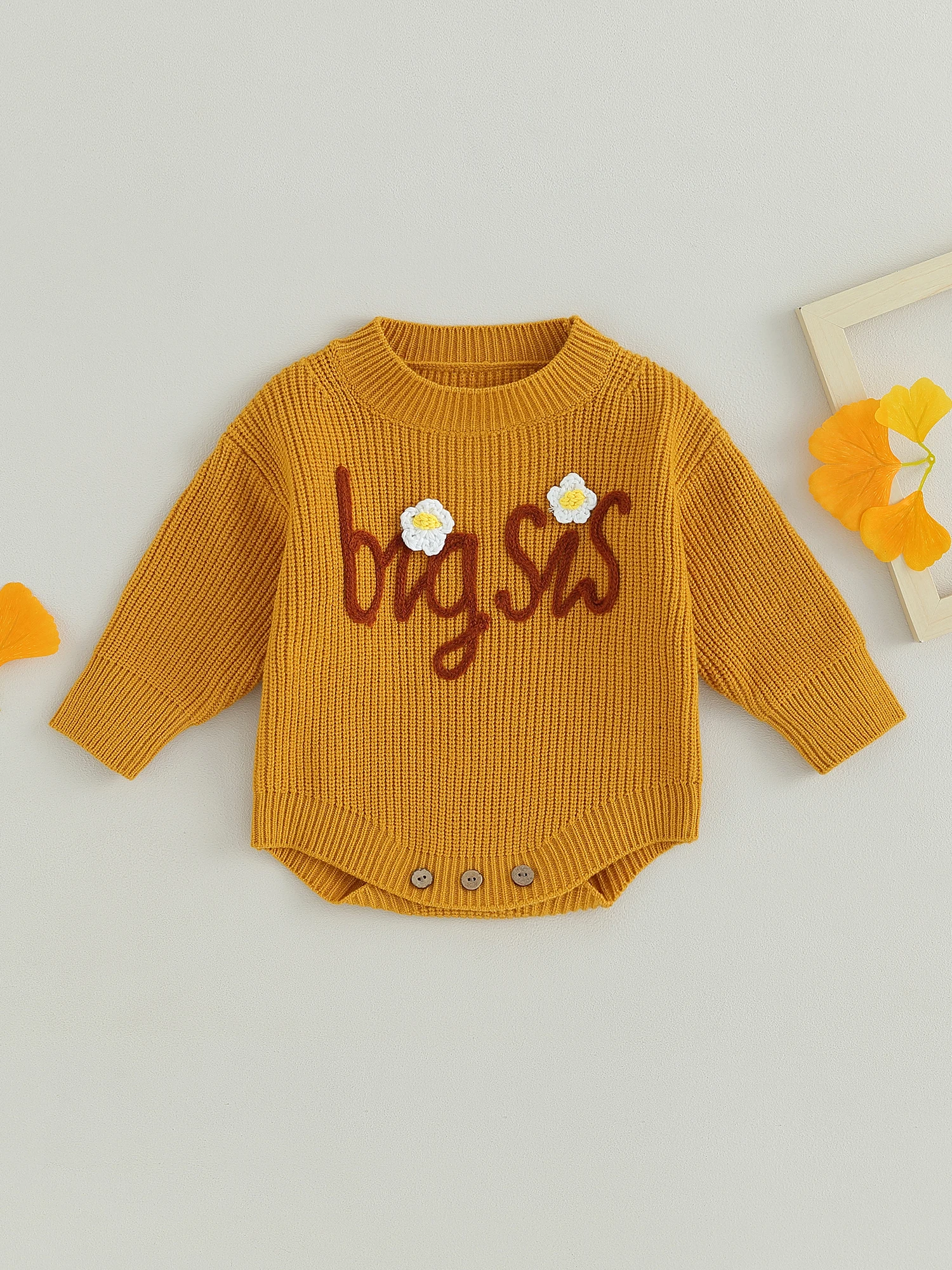 

Adorable Infant Girl s Knitted Sweater Romper with Long Sleeves Crewneck and Lovely Letter Embroidery - Perfect Fall Winter
