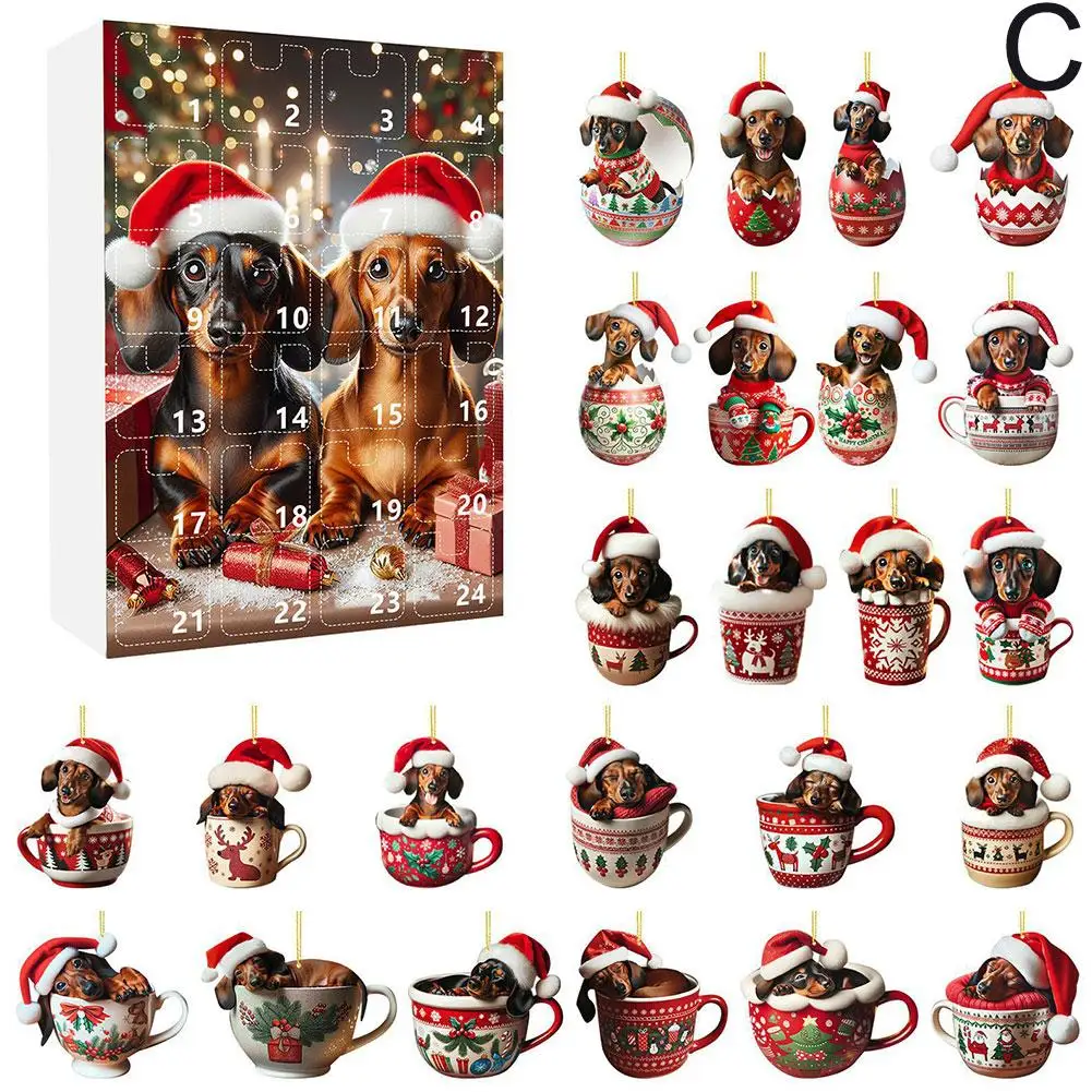 Таксы 24-дневный рождественский календарь обратного отсчета с орнаментом в виде