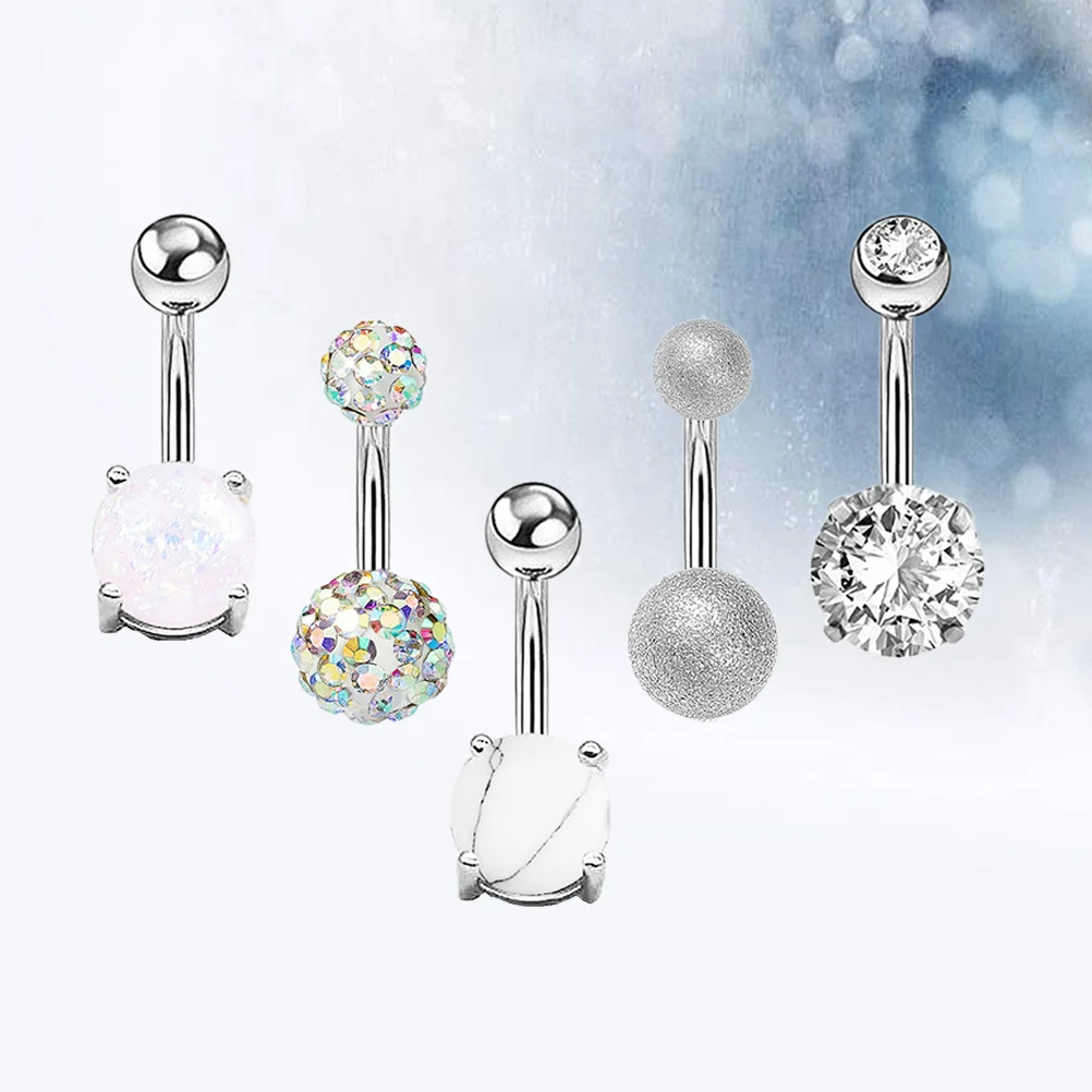 

5 Pcs Rose Gold Jewelry Belly Ring Body Navel Jewelry Belly Button Ring Navel Nails