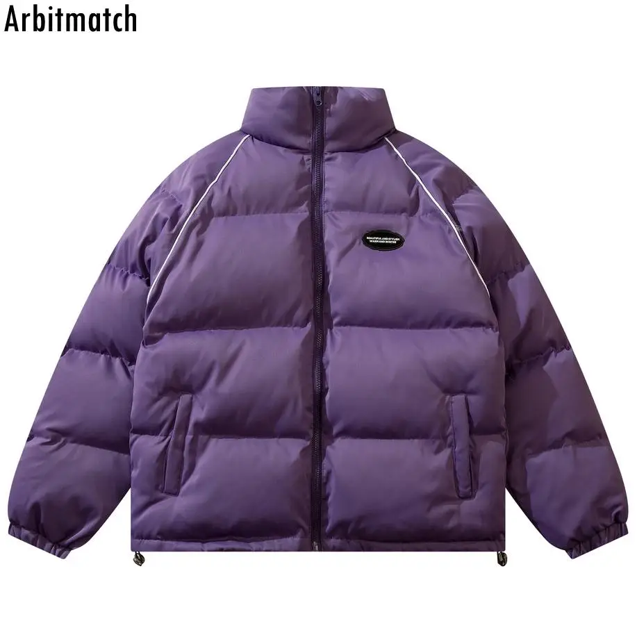 

2022 Men Harajuku Hip Hop Parka Stand Collar Solid Color Jacket Streetwear Padded Jacket Coat Oversize Winter Thick Warm Outwear