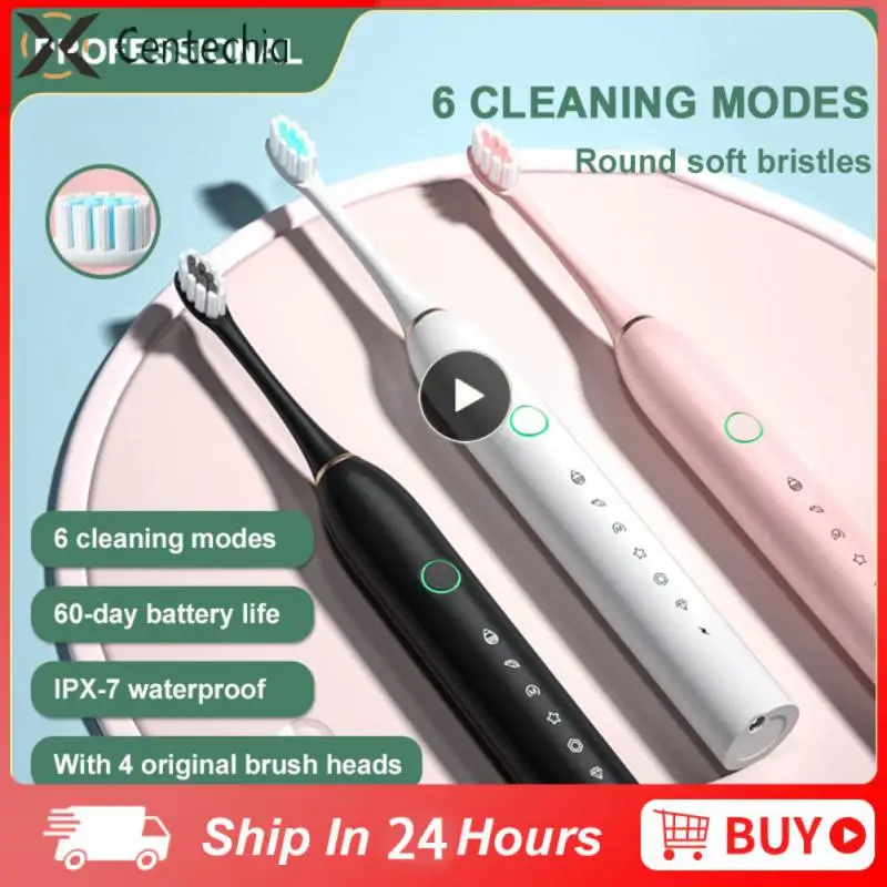 

Push Button Waterproof 6-gear Electric Toothbrush Household Usb Charging Sonic Toothbrush Efficient Cleaning Toothpunch