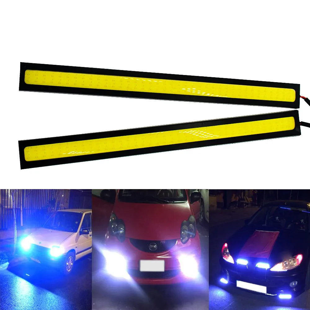 

17CM 2Row 76Leds Blue COB DRL Daytime Running Light DC 12V Day Light Turn Signal Parking Fog Bar Lamp Motorcycle Car Led