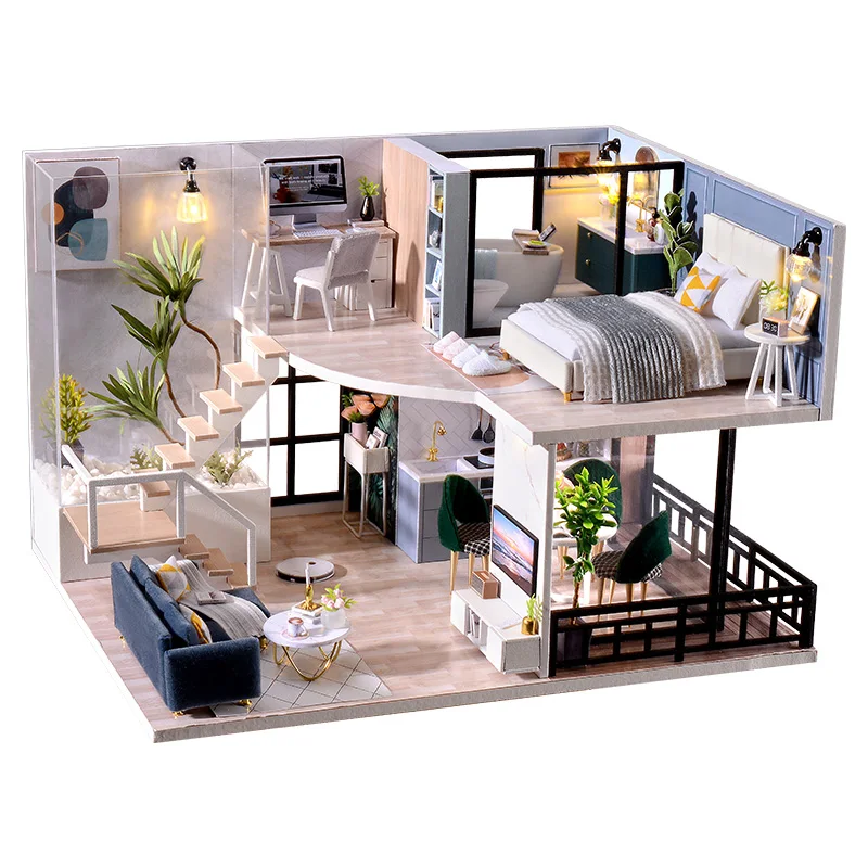 

Unfinished 3D DIY Miniature Dollhouse Kit Kids Craft DIY Toys Christmas Birthday Gift