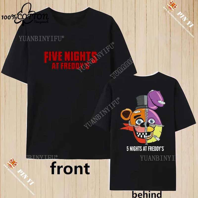 Фото Harajuku модная повседневная футболка Fnaf 2 Animatronics Five Nights A Street с летним принтом, 100% хлопок, креативная футболка с круглым вырезом и короткими рукавами №4