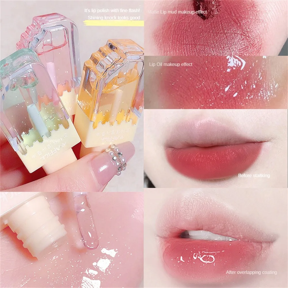 

MAFFICK Icecream Moisturizing Lip Gloss Hydrating Plumping Bright Oil Tinted Non-sticky Clear Lip Coat Makeup For Women Cosmetic