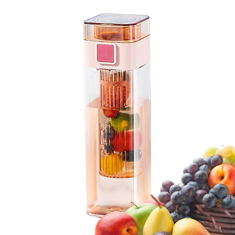 

Water Bottle With Fruit Infuser Leak-proof Square Drinking Bottle With Fruit Infuser For Travel Sports And Outdoors Motivational