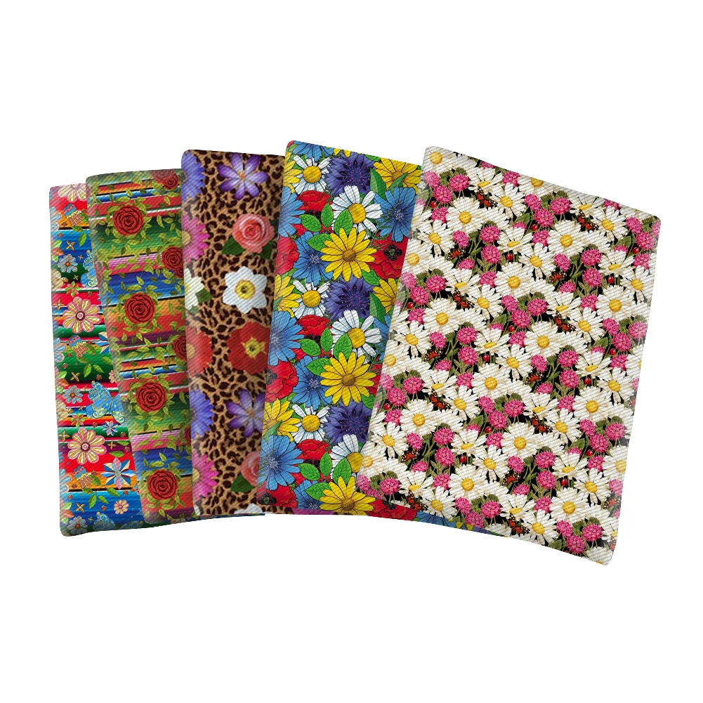 

Colorful Daisies Polyester Fabric Home Textile Floral Twill Fabric for Hair Bow Bags Shoes Crafts Materia 50*145cm