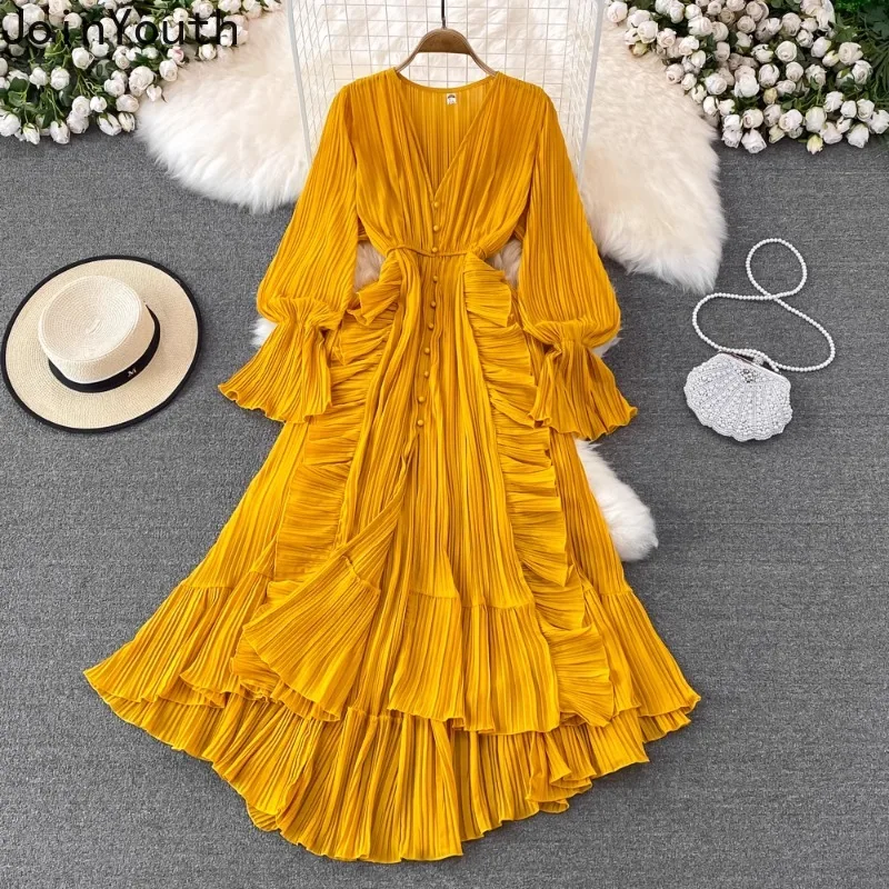 Женское плиссированное платье макси красное винтажное приталенное с широкой