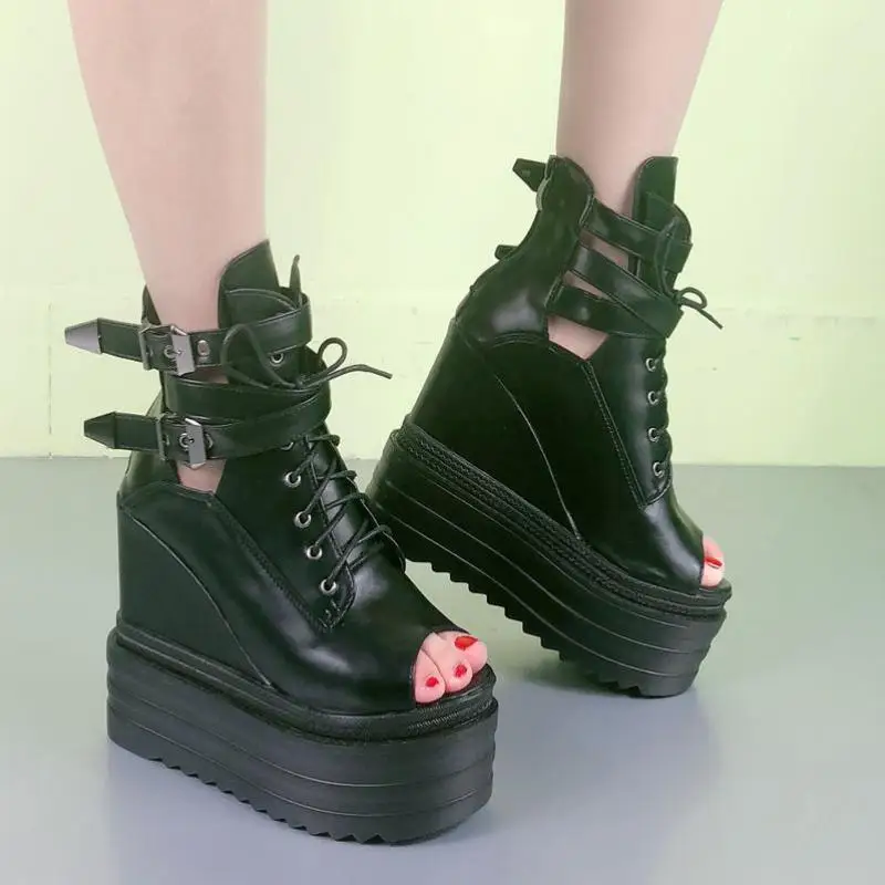 

13cm High Heel Shoes Open Toe Platform Wedges Heeled Sandals Women's Thick Sole Summer Sandals Ladies