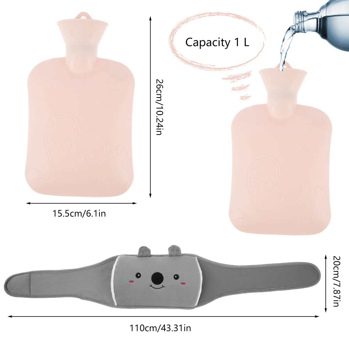 1 комплект сумка для бутылки с горячей водой плюшевым чехлом на талию облегчения