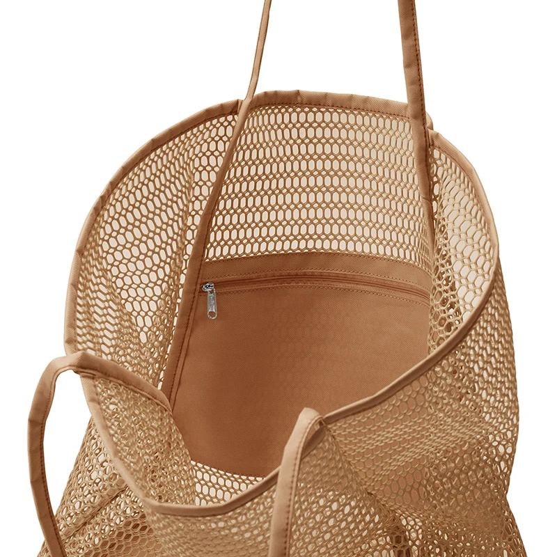 Women Large Capacity Mesh Beach Travel Shoulder Bag Casual Shopper Totes Children's Beach Toy Storage Bag Ladies Handbag Net Bag