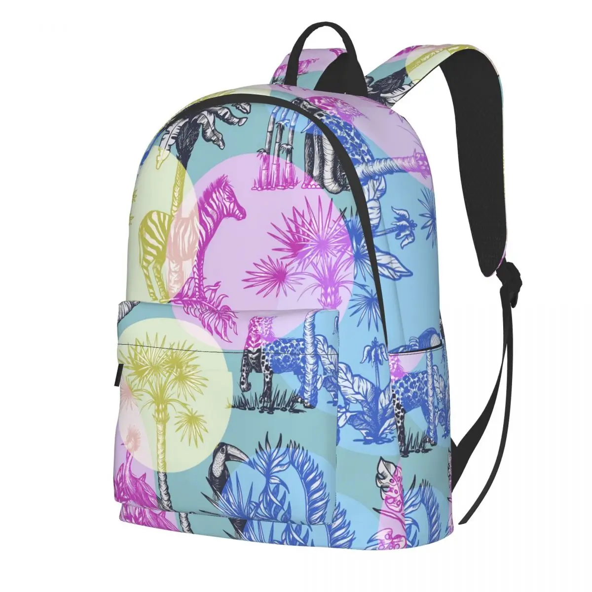 

Elephant Wildlife Backpack Men Cheetah Zebra Palm Print Big Backpacks Polyester Modern High School Bags Travel Designer Rucksack