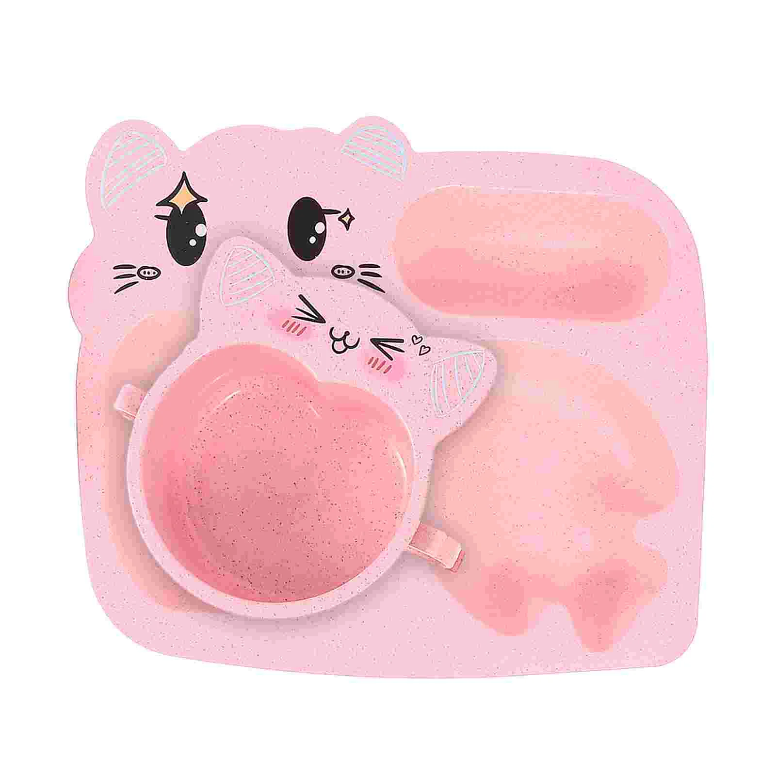 

Plate Kids Plates Kid Children Tableware Dinnerfeeding Cartoon Child Divided Straw Dish Toddler Wheat Skidproof Cup Baby Water