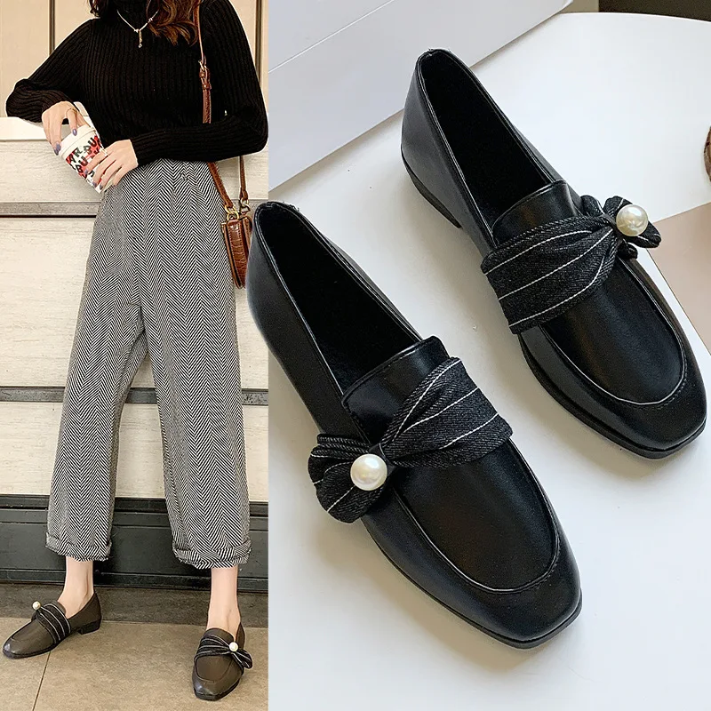 

Women Pumps Shoes New Fashion Spring Womans Casual Daily Shoes Pointed-toe Female Leather Shoes Fleeces Black Office High Heels