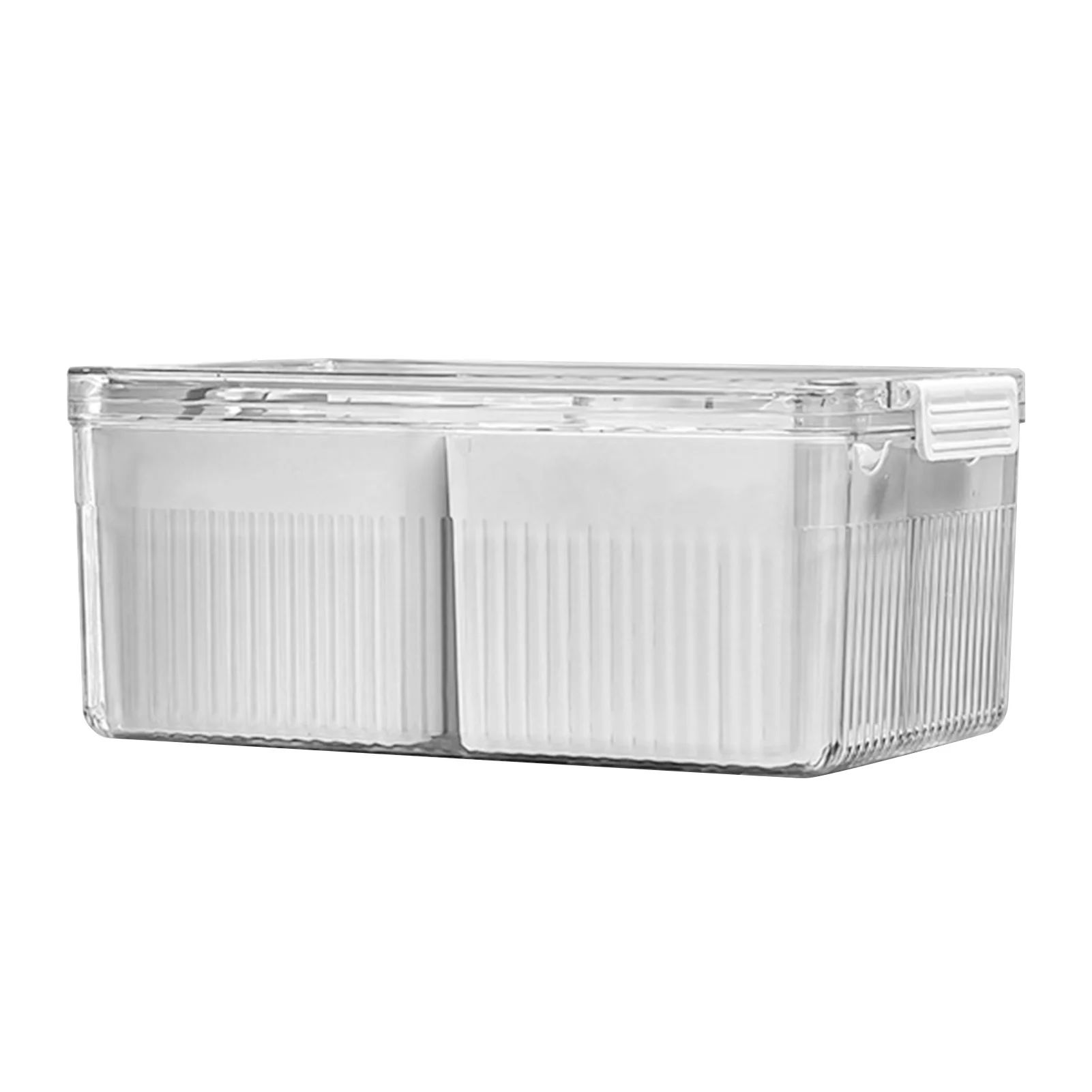 

Fridge Food Storage Box Veggie Salad Keeper With 4 Removable Boxes 4 Compartments Well-Sealing Removable Container With Timer