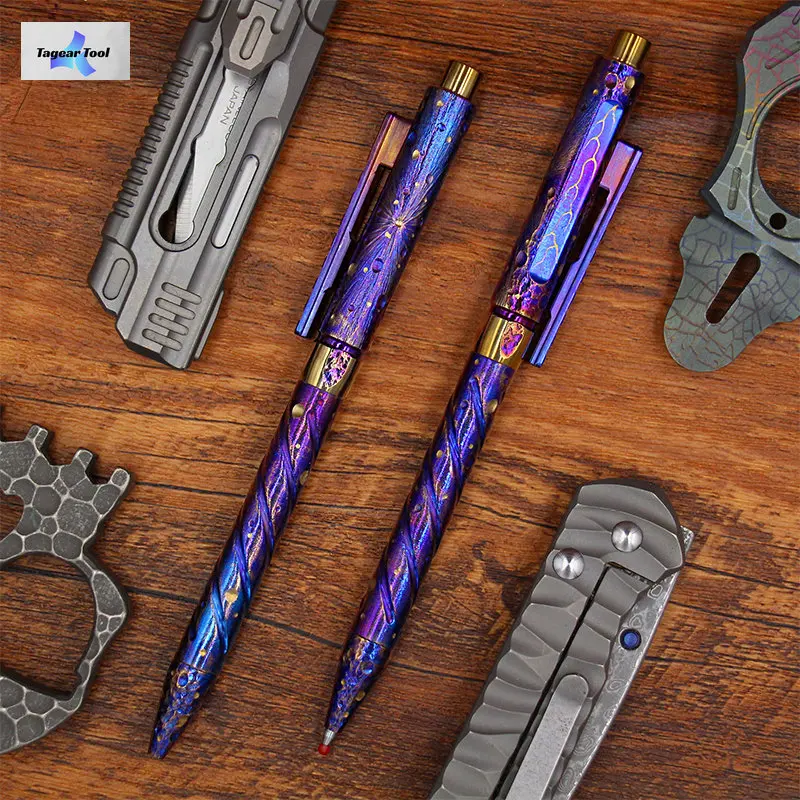 

Multi-functional EDC Titanium Alloy Handmade Tactical Pen Metal Press Bolt Pen Self-defense DIY Signature Pen
