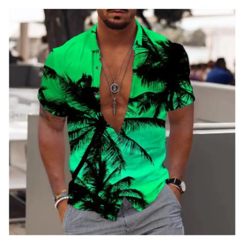 

2023 Hawaiian Tropical Shirts For Men 3d Beach Holiday Short Sleeve Summer Oversized Tops Tee Shirt Man Floral Blouse 6xl Camisa