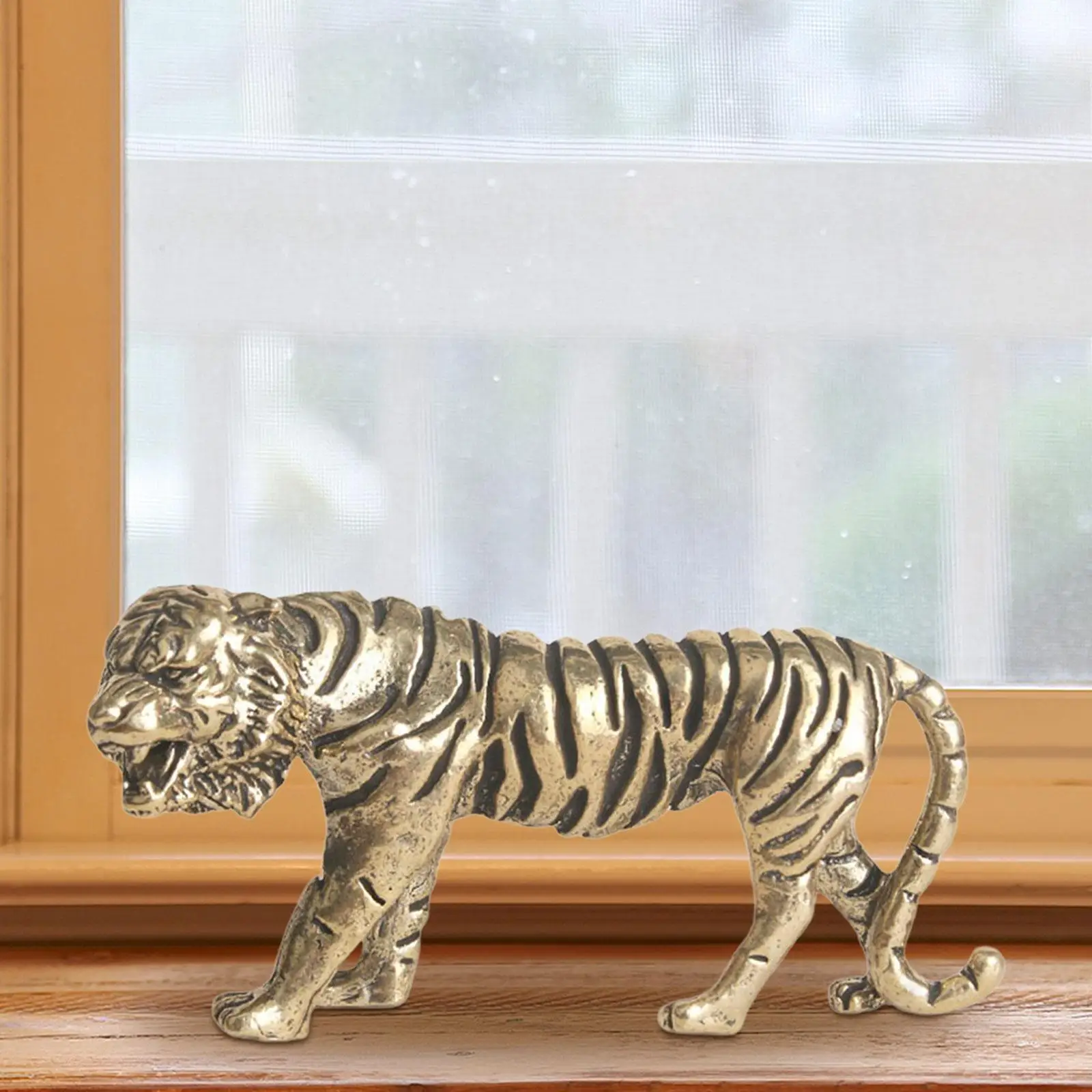 

Copper Tiger Figurine Collectible Elegant Mini for Indoor Office
