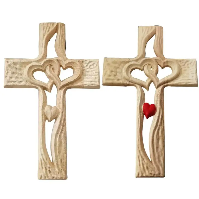 

Wood Heart Cross Intertwined Hearts Wall Art Decoration Symbol Of Eternal Affection Carved Wood Heart Cross For Home Living Room