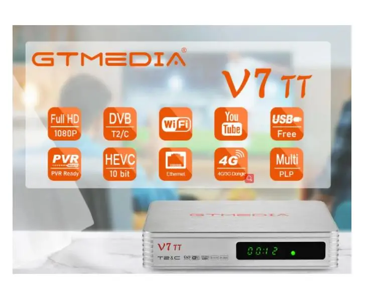 ТВ-приемник GTmedia V7 TT 1080P FHD DVB-T/T2/DVB-C/J.83B H.265 HEVC 10-битный PVR USB Wi-Fi