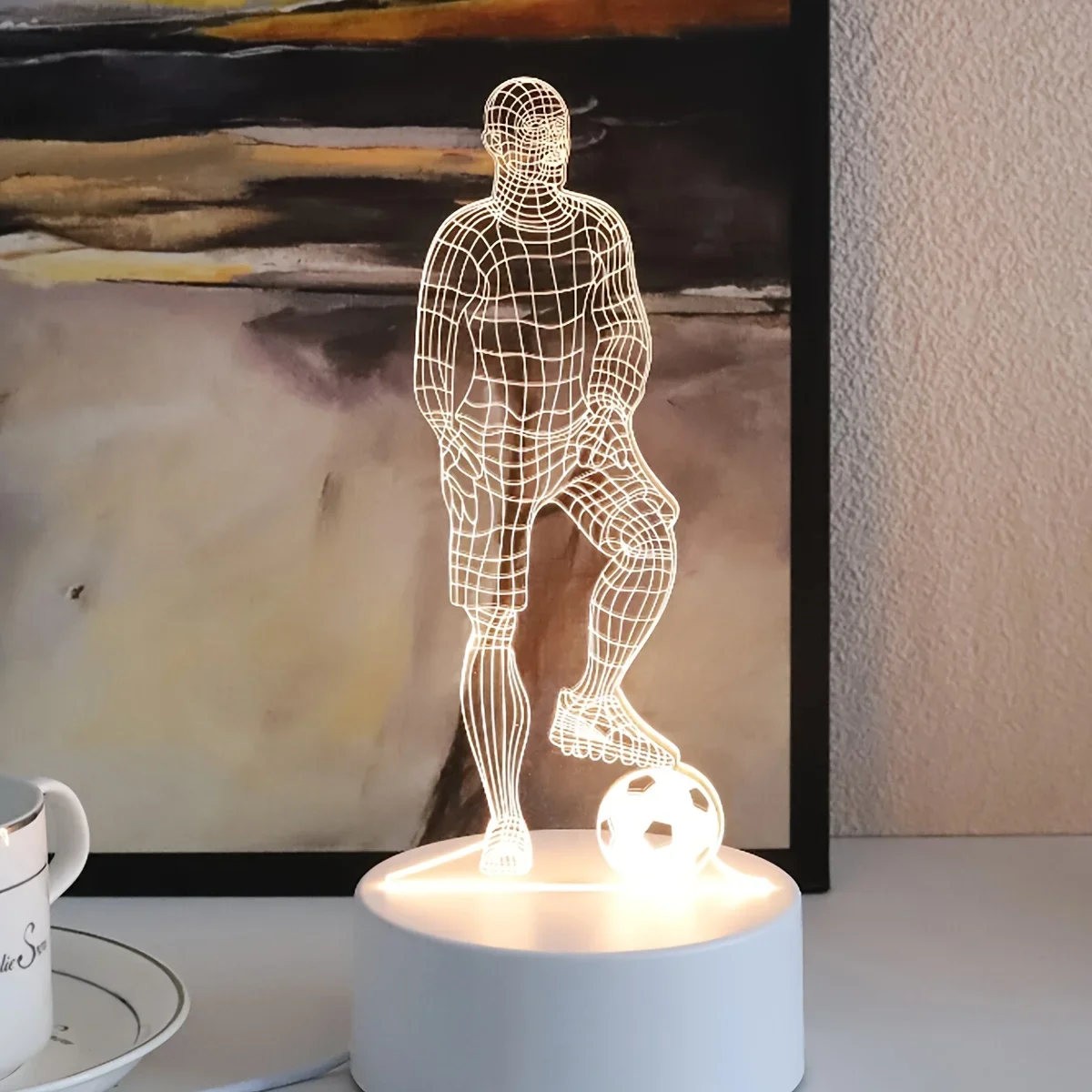 1PC Football Player Shaped Table Lamp with 3D Acrylic Board USB Interface Indoor Night Light Bedroom Bedside Decoration |