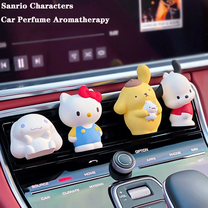 

Kawaii Sanrio автомобильные аксессуары Kitty Cinnamoroll Pom Purin милый автомобильный Кондиционер розетка мультяшное украшение