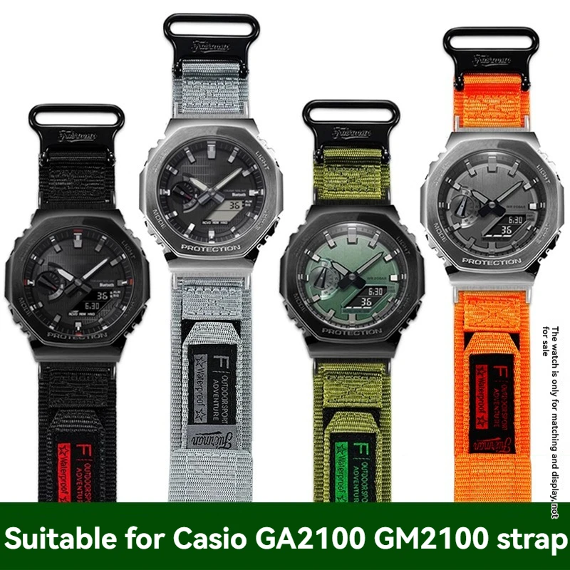 Фото Нейлоновый холщовый ремешок для часов Casio G-Shock GM-2100/GBM-2100/GA 2100, модель восьмиугольника «Дуб», сменный ремешок в стиле милитари №1