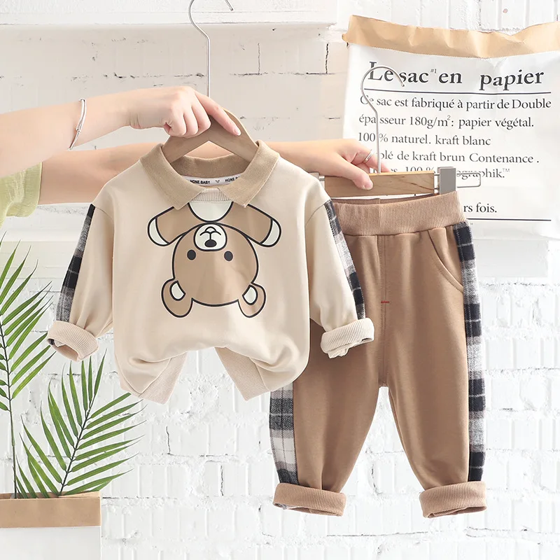 

Spring newborn baby boy clothes outfits set pullover sweater pants sports suit for toddler boy baby cloth 1 year birthday sets